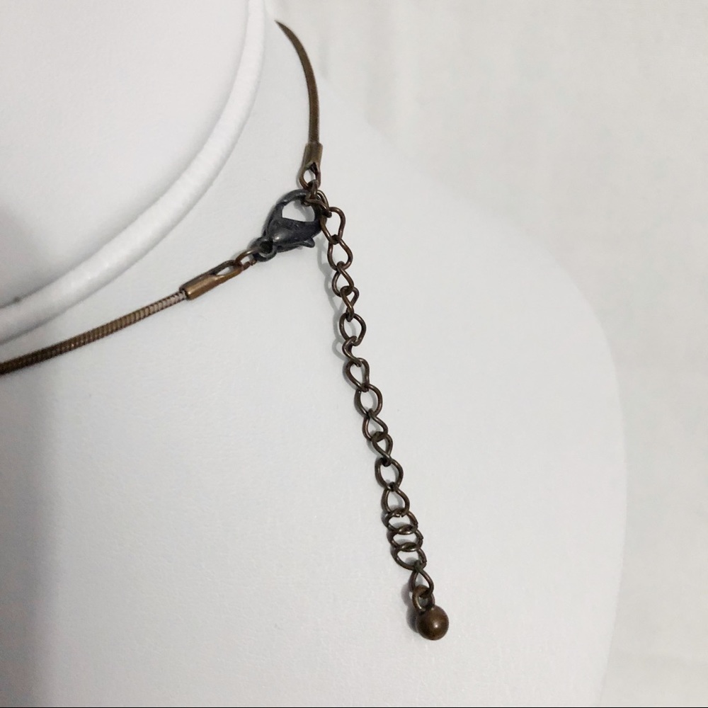 Rectangle Bar Pendant Necklace Amber Rhinestones - Picture 3 of 5
